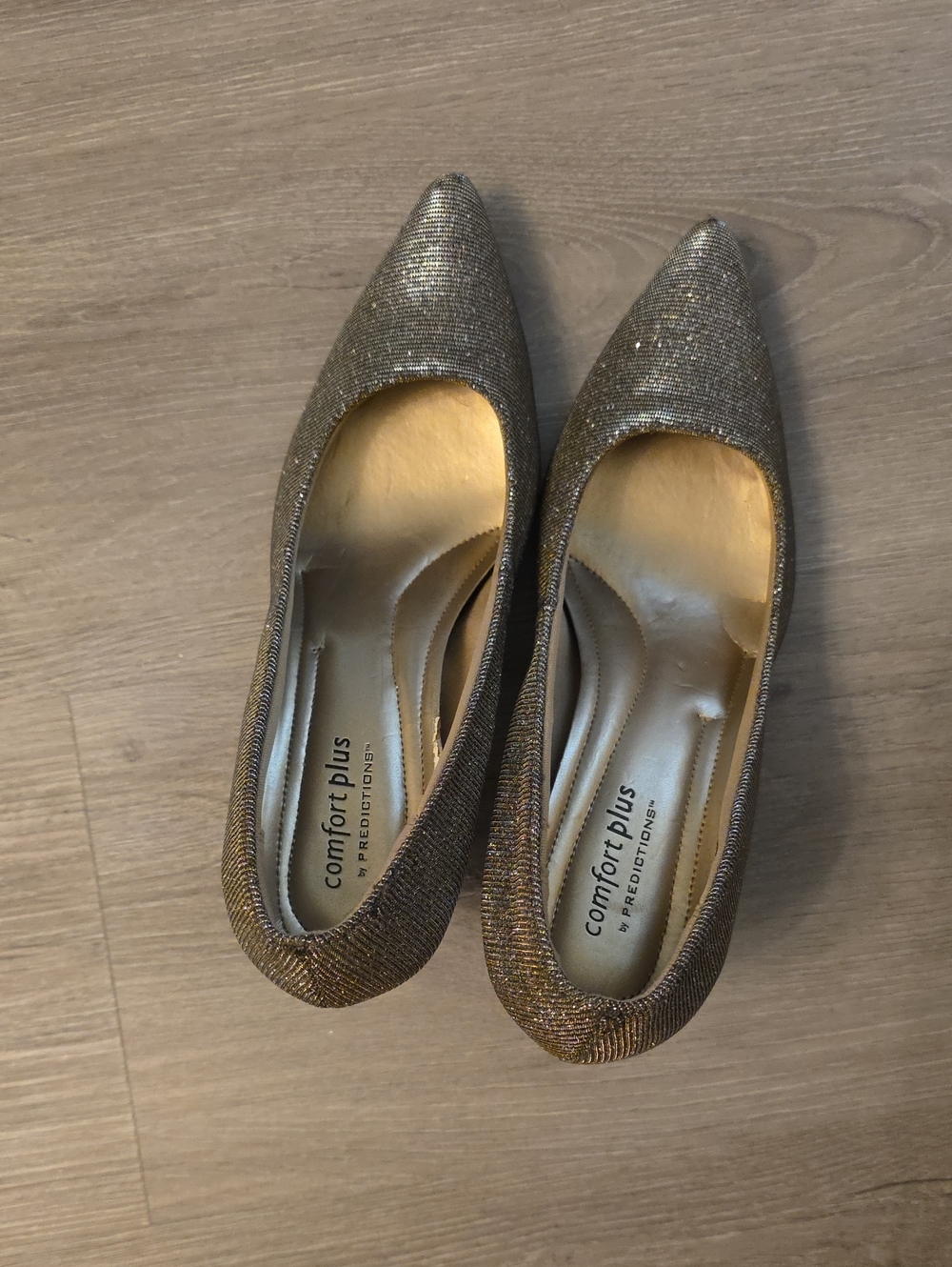 comfort plus by Predictions Women's Glitter Pointed-Toe Flats - Metallic Bronze